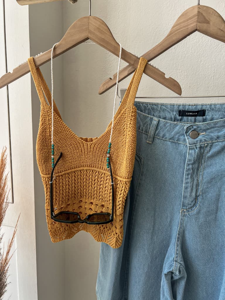 Μπλούζα crop top crochet αραιή πλέξη